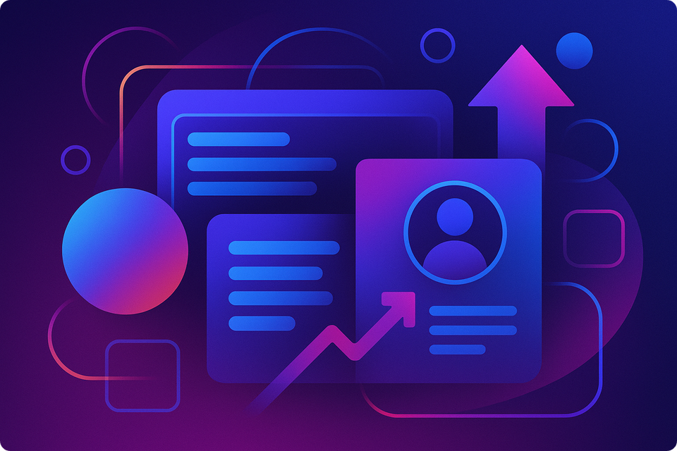 RocketReach Alternatives we tried in 2025, updated. featured image shows contacy cards and geometrical figures